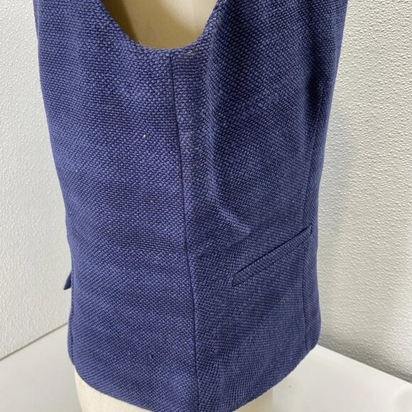 STAUD Brett Textured Cotton Twill Vest • Size L • Navy Blue - Picture 2 of 11